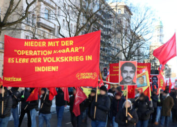 Germany: ‘Lal Salaam – Lal Salaam’ chants echoed during the LLL march in Berlin!
