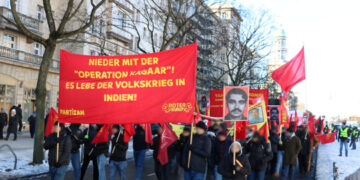 Germany: ‘Lal Salaam – Lal Salaam’ chants echoed during the LLL march in Berlin!
