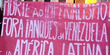 Brazil (AIL): The Baixada Santista Support Committee took part in a rally against US aggression in Venezuela