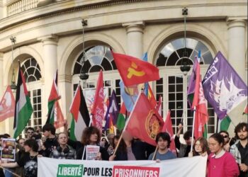 France (AIL): Rally in support of Palestinian and Lebanese prisoners in Rennes.