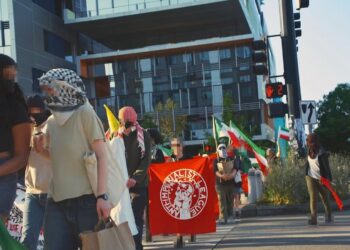 USA (AIL):Demonstration in support of the axis of resistance and against to the Palantir office.